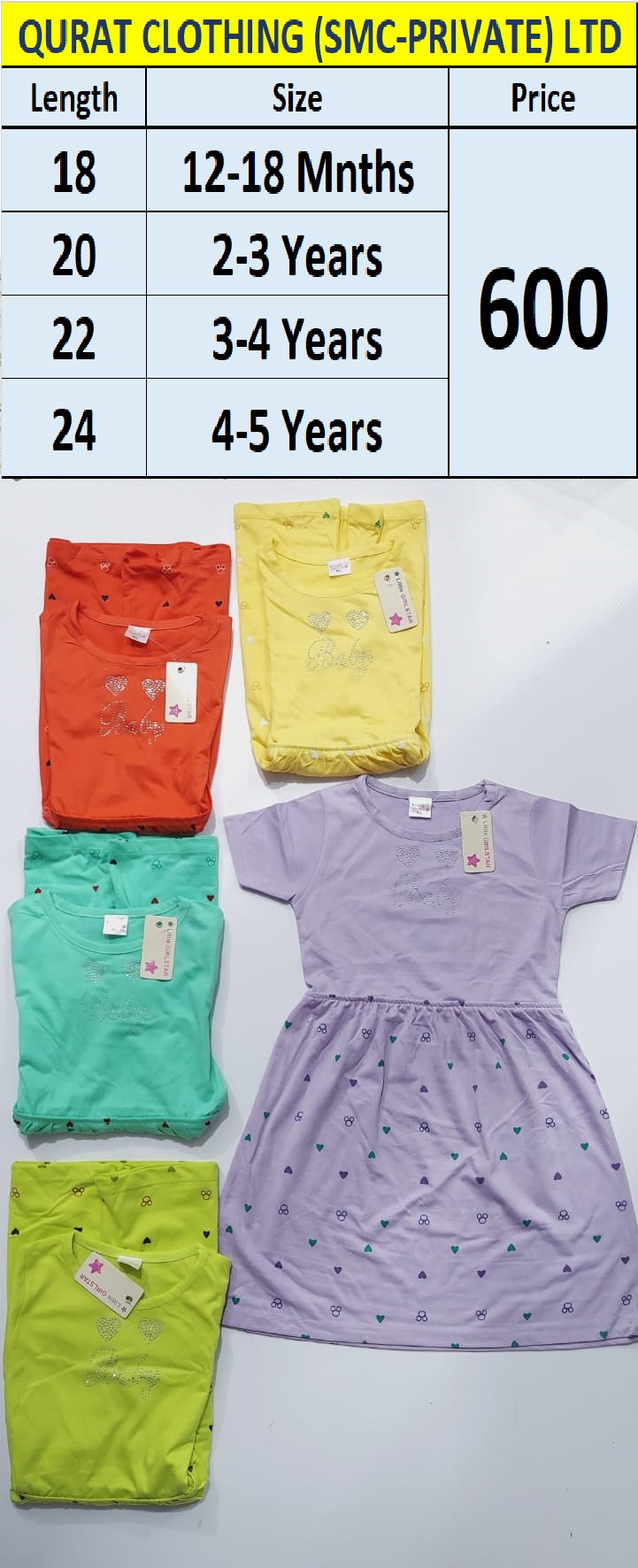 Cotton Blended Frock QC8851 Brand Little Girl Star - QC8851