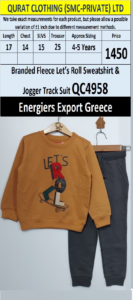 Energiers Brand Mustard “Let’s Roll” Fleece Sweatshirt & Jogger Track Suit QC4958 – Export Greece - QC4958