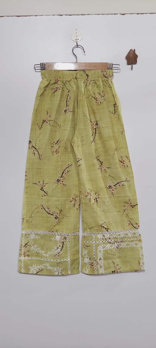Olive Green Floral Printed & Embroidered Lawn Cotton Girls 2 Piece Suit – Elegant Outfit QC10125 - QC10125
