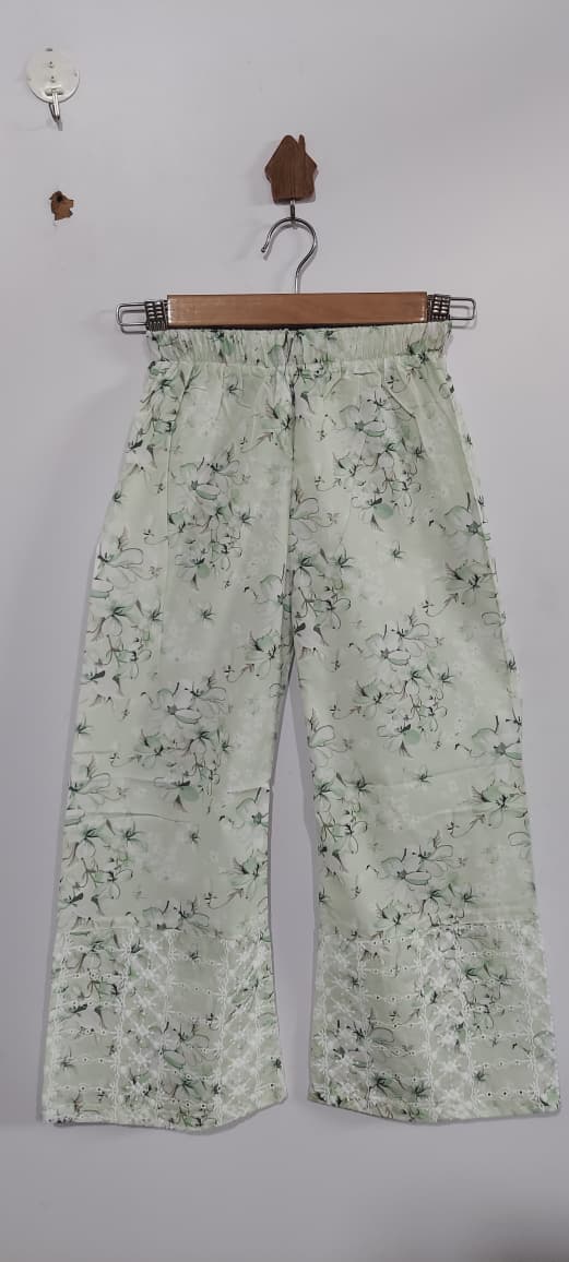 Mint Sage Green Floral Printed & Embroidered Lawn Cotton Girls 2 Piece Suit – Elegant Collection QC10127 - QC10127