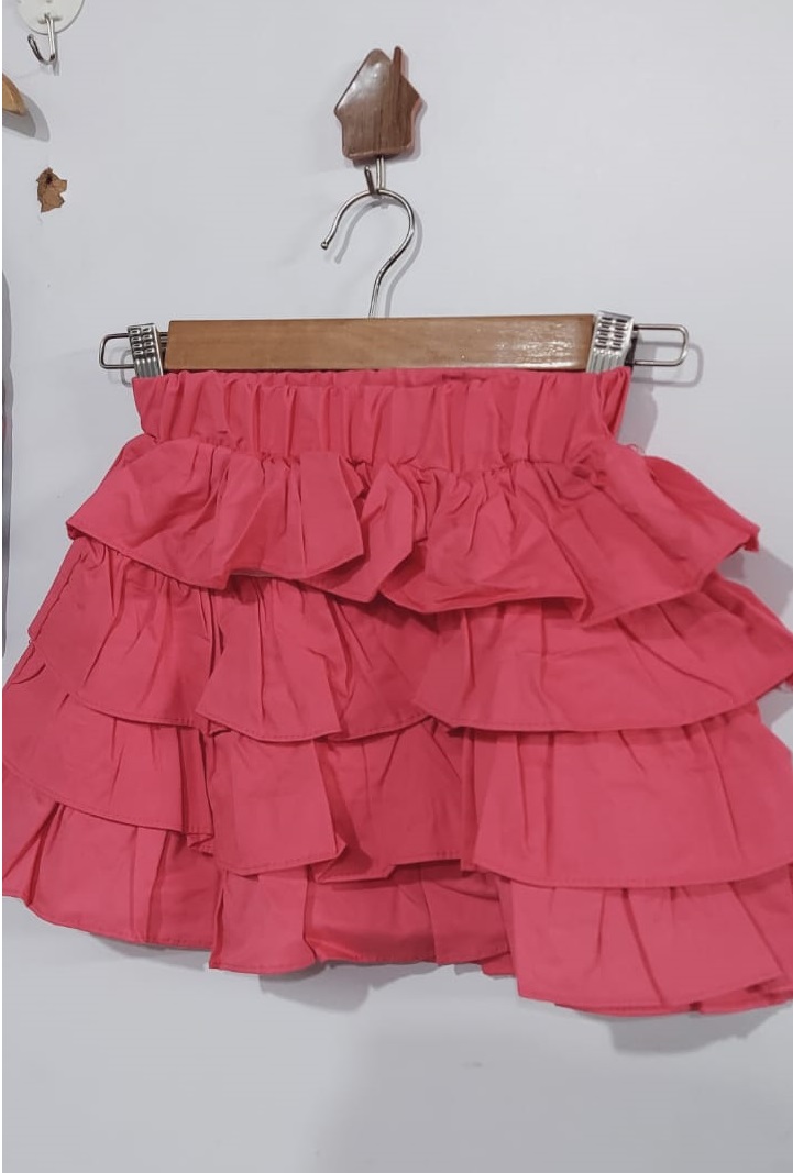 Black Flower Print Tank Top & Pink Layered Frill Skirt Summer Co-Ord Set – QC8002 - QC8002
