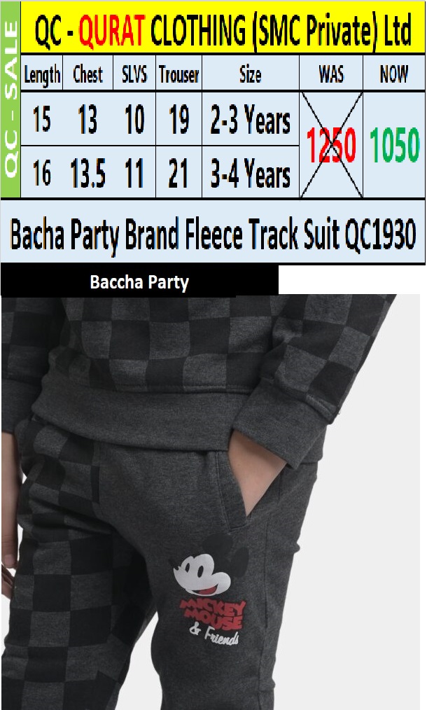Bacha Party Brand Fleece Track Suit QC1930  - QC1930