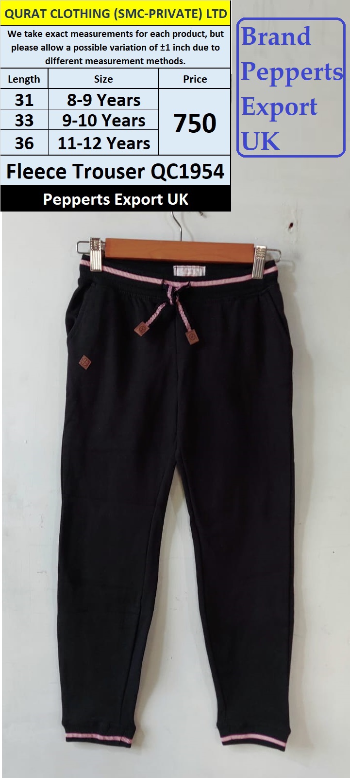 Pepperts Brand Fleece Trouser QC1954 Export United Kingdom - QC1954