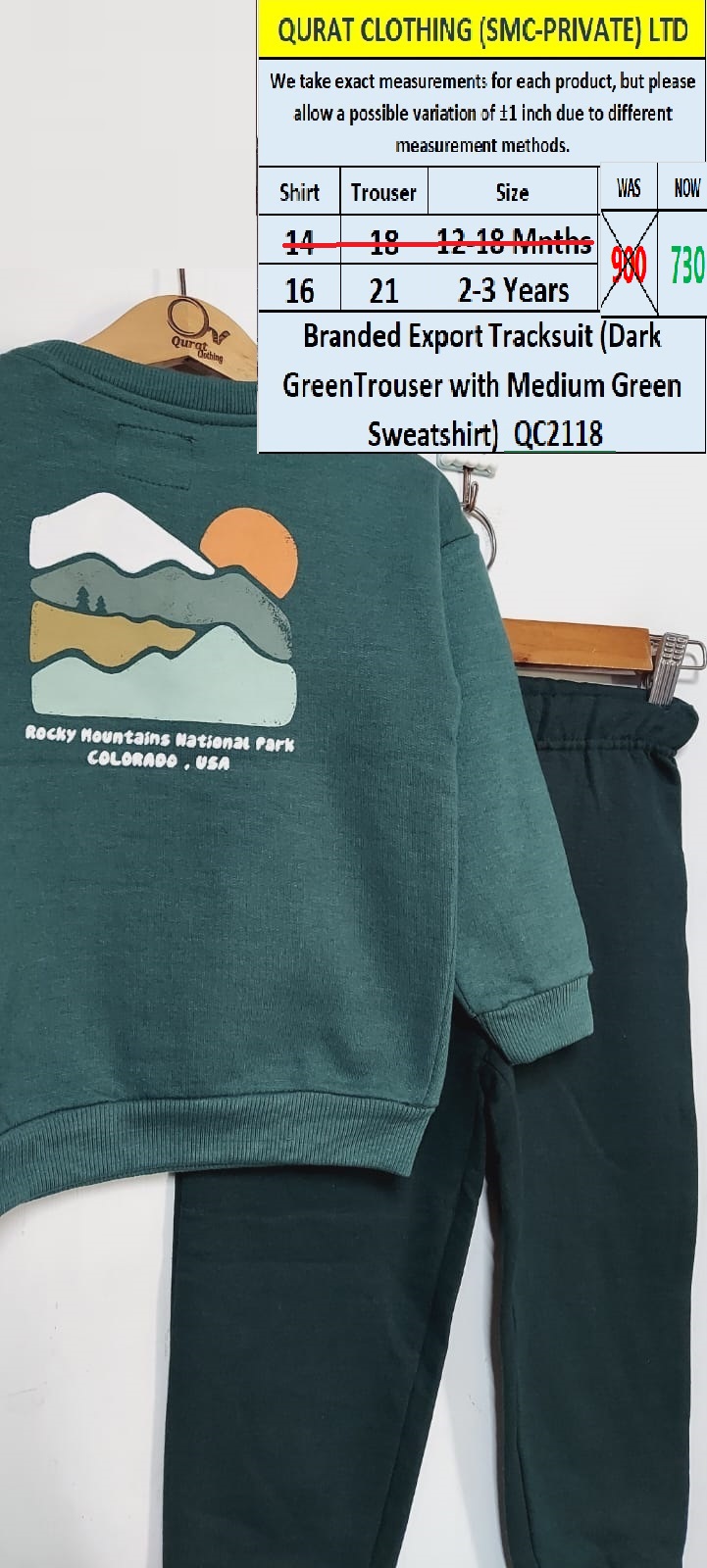 Branded Export Tracksuit (Dark Green Trouser and Medium Green Sweatshirt) QC2118 - QC2118