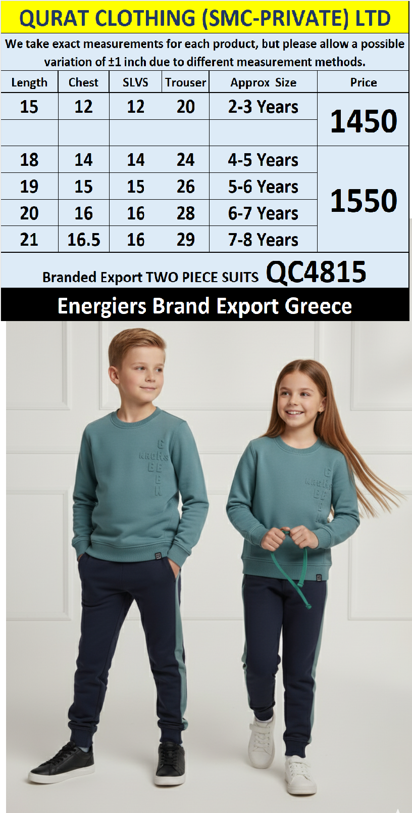 Energiers Brand Two-Piece Suits QC4815 Export Greece  - QC4815