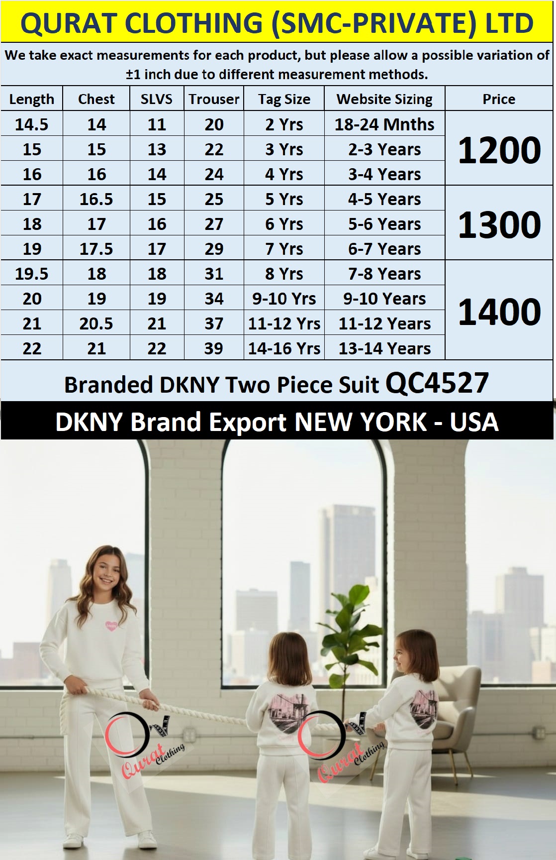 DKNY Brand Girls Tracksuit Export New York - USA QC4527 - QC4527