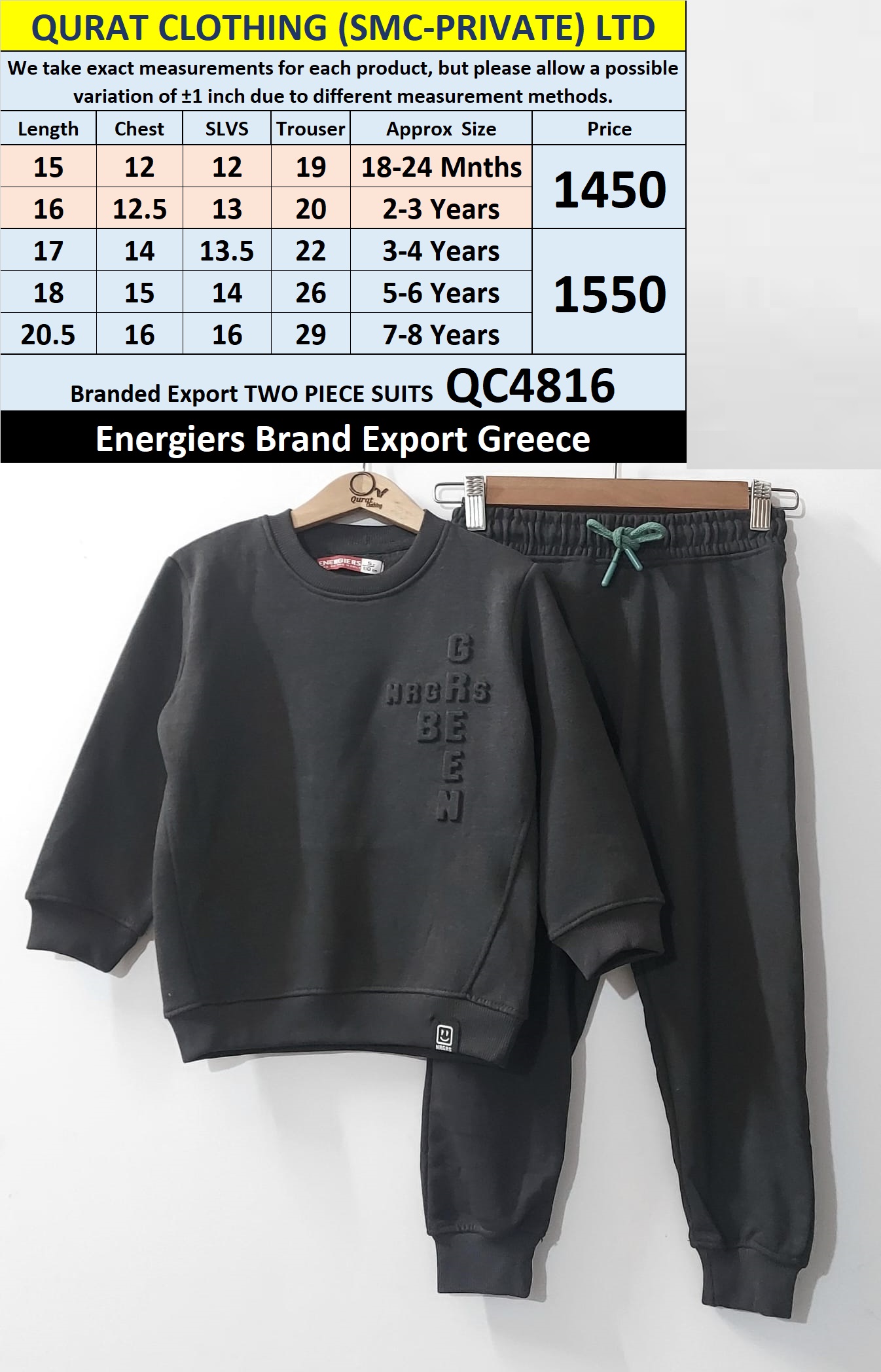 Energiers Brand Two Piece Suits QC4816 Export Greece  - QC4816