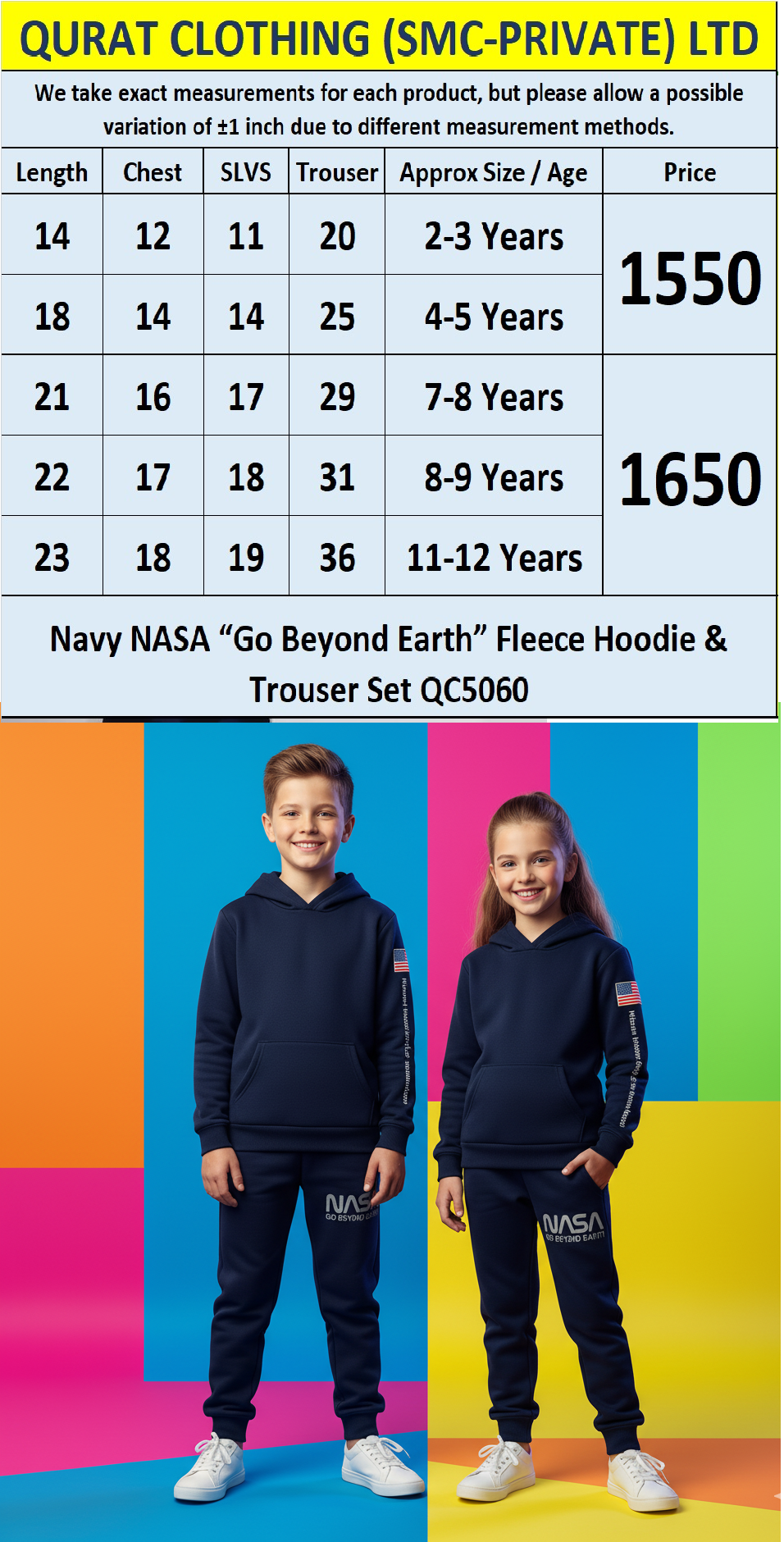 Navy NASA “Go Beyond Earth” Fleece Hoodie & Trouser Set QC5060 - QC5060