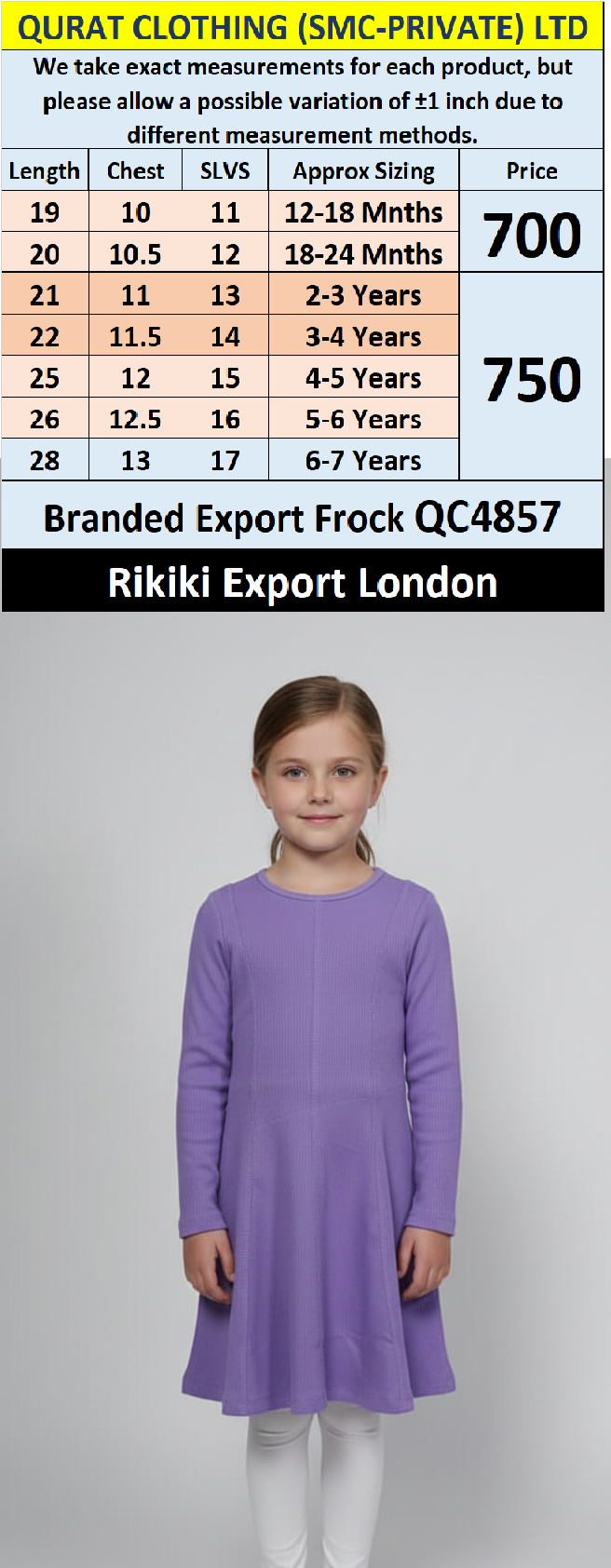 Rikiki Branded Purple Frock QC4857 – Export London - QC4857