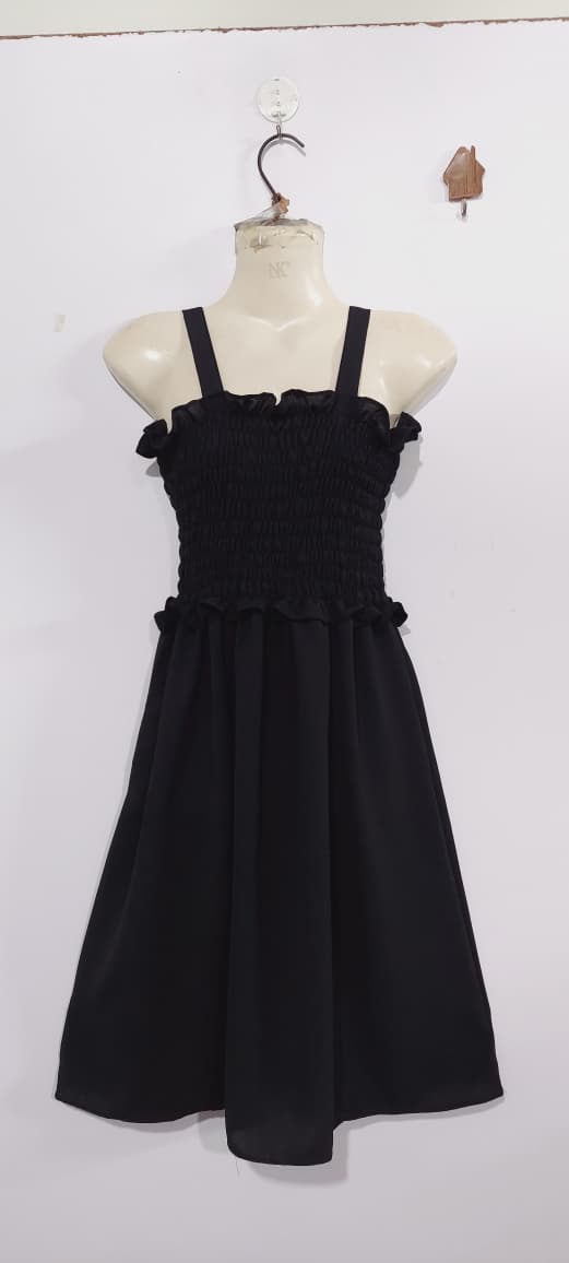 Girls Classic Black Smocked Chiffon Maxi Dress with Cropped Button-Down Jacket – 2 Piece Formal Set QC7066 - QC7066