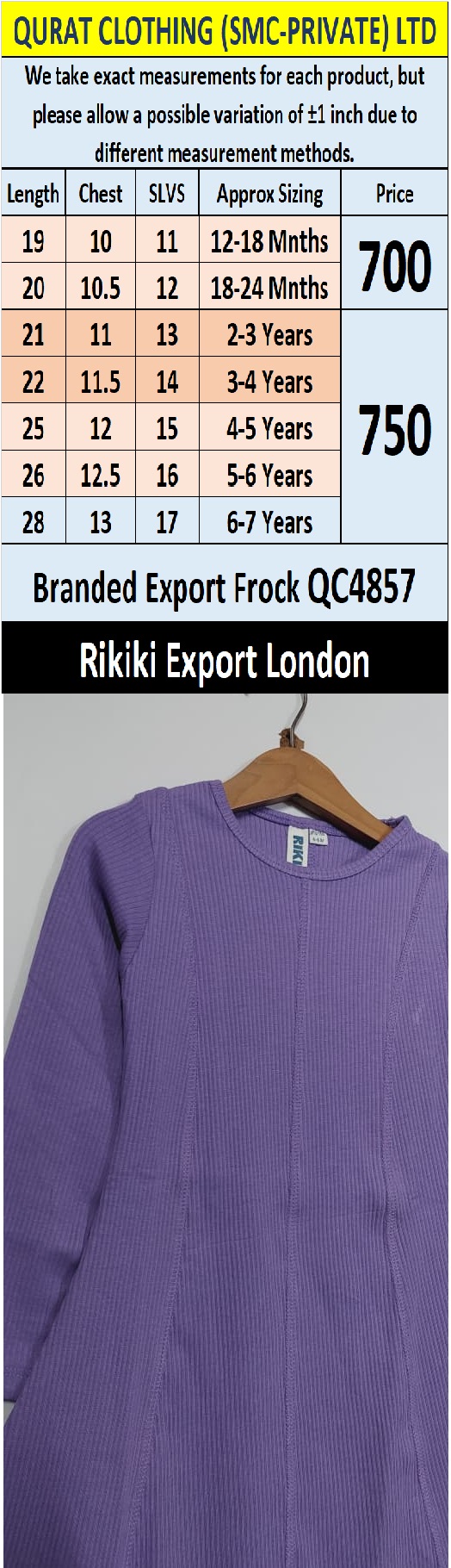 Rikiki Branded Purple Frock QC4857 – Export London - QC4857