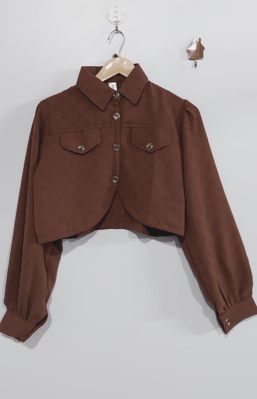 Chocolate Brown Soft Georgette Smocked Maxi Dress with Cropped Jacket – Elegant Modest Flowing Party Wear – QC7008 - QC7008