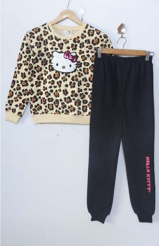 Girls Beige Leopard Print Hello Kitty Fleece Winter Tracksuit – Hello Kitty Export Tokyo Japan QC11364 - QC11364