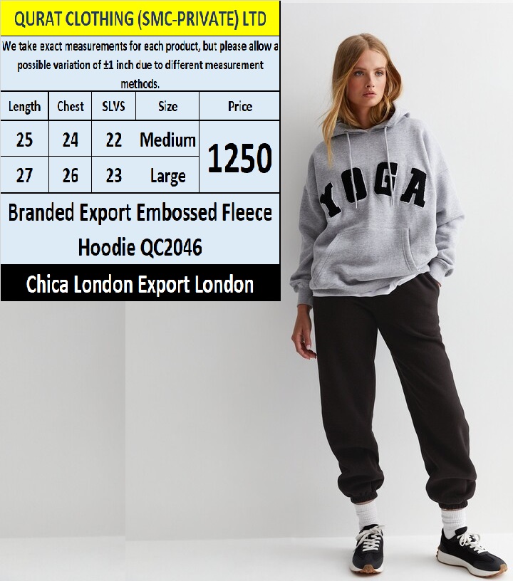 Chica London Branded Fleece Embossed Hoodie QC2046 Export London - QC2046