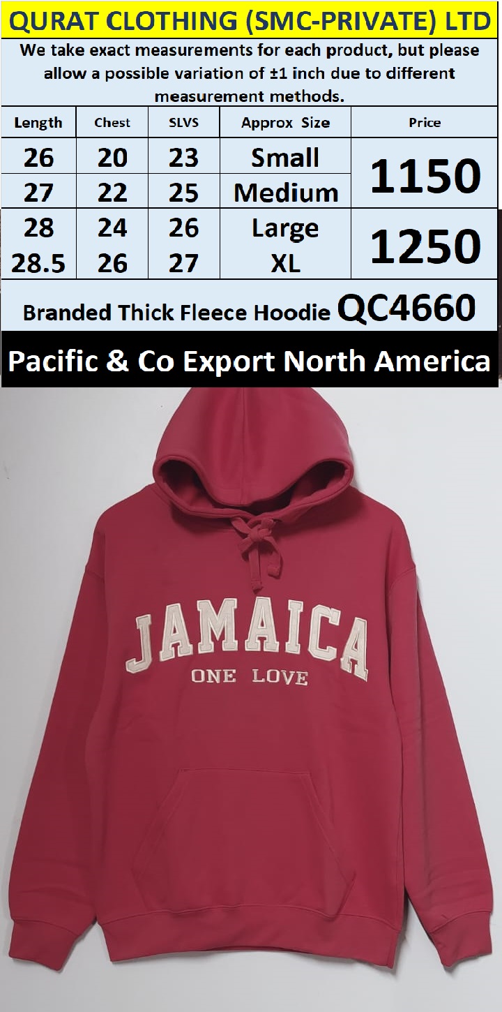 Pacific & Co Thick Fleece Hoodie QC4660 Export North America  - QC4660
