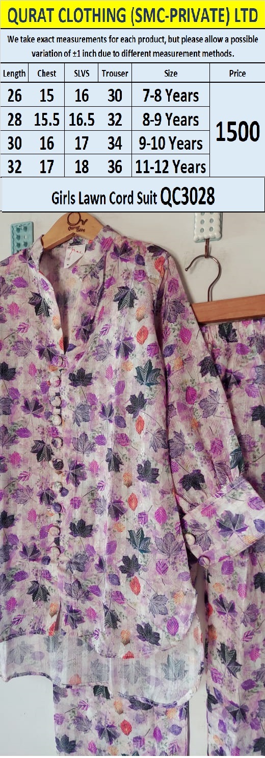 Girls Lawn Cord Suit QC3028 - QC3028
