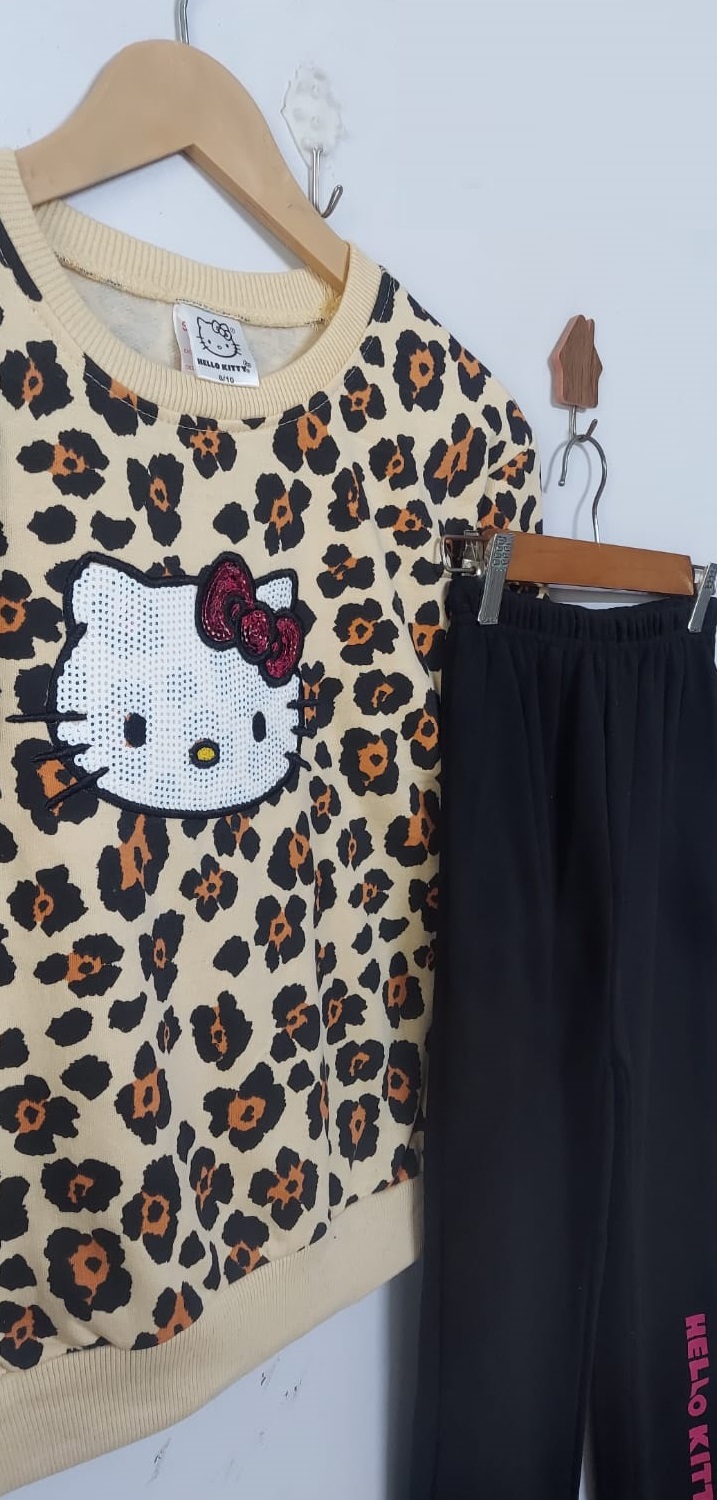 Girls Beige Leopard Print Hello Kitty Fleece Winter Tracksuit – Hello Kitty Export Tokyo Japan QC11364 - QC11364