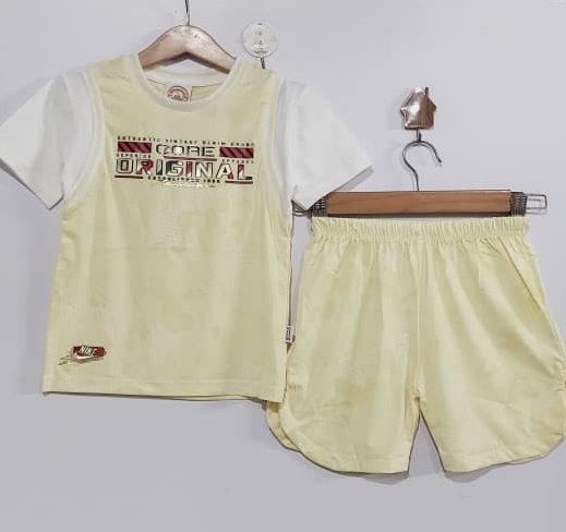 Boys Yellow Camouflage “Core Original” Graphic T-Shirt & Shorts QC10294 - QC10294