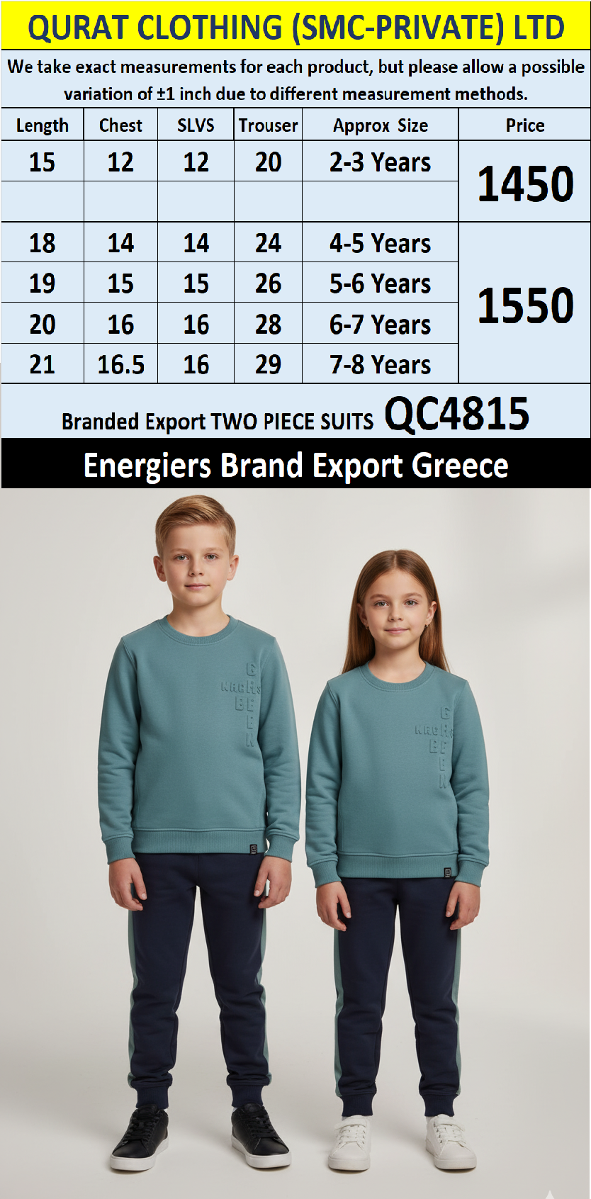 Energiers Brand Two-Piece Suits QC4815 Export Greece  - QC4815