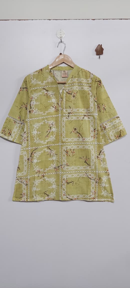 Olive Green Floral Printed & Embroidered Lawn Cotton Girls 2 Piece Suit – Elegant Outfit QC10125 - QC10125