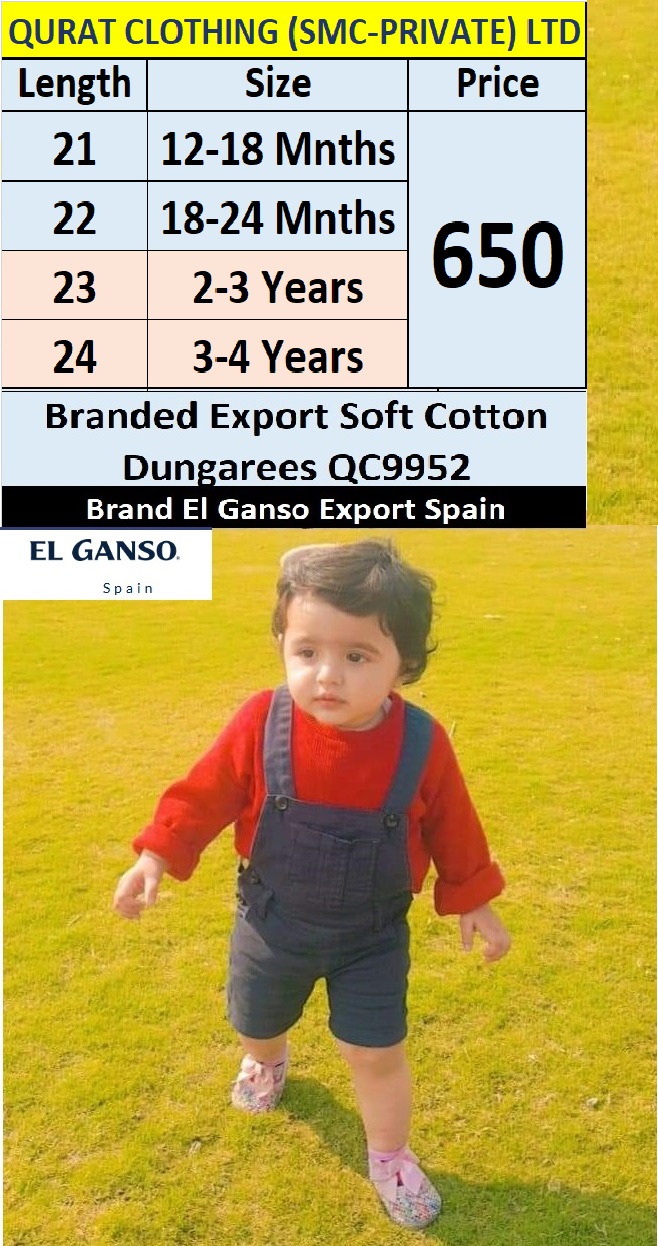 Buy Unisex Branded Export Soft Cotton Dungaree / Romper QC9952 Brand El
