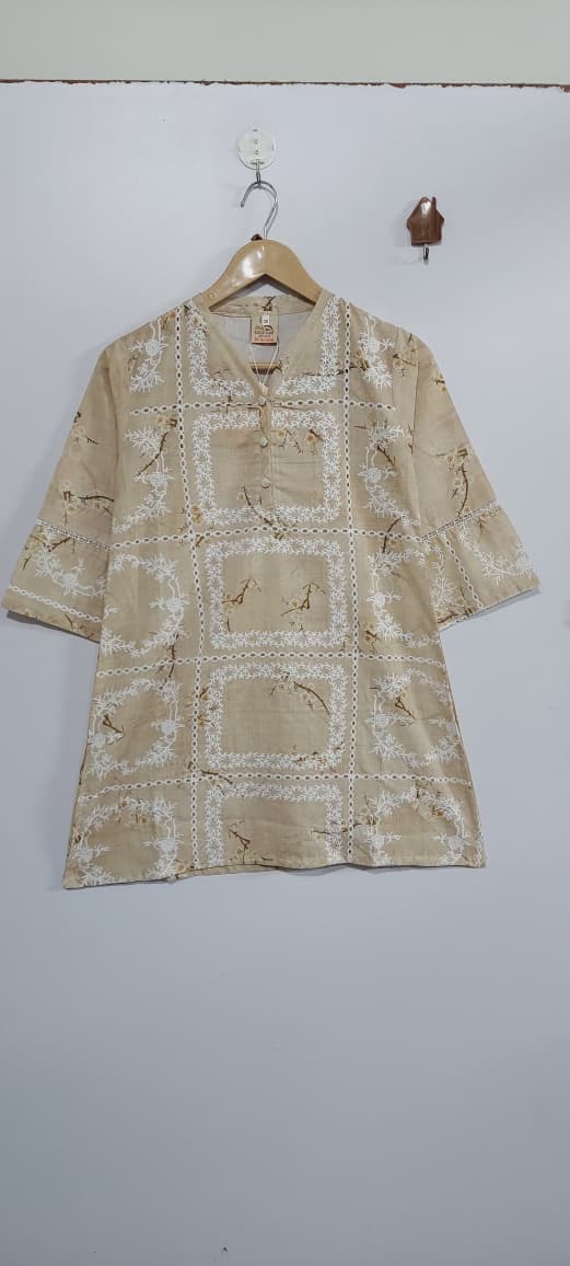 Light Beige Floral Printed & Embroidered Lawn Cotton Girls 2 Piece Suit – Elegant Collection QC10126 - QC10126