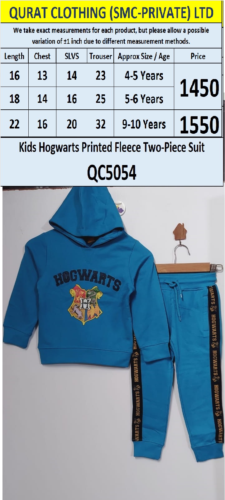 Kids Blue “Hogwarts” Printed Fleece Two-Piece Suit QC5054  - QC5054