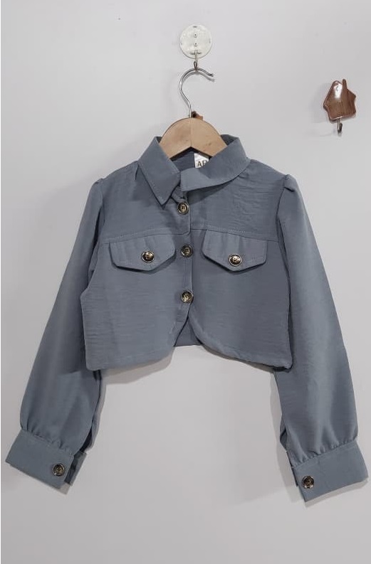 Girls Dusty Blue Georgette Maxi Dress with Jacket – Elegant Kids Party Wear Outfit QC10081 - QC10081