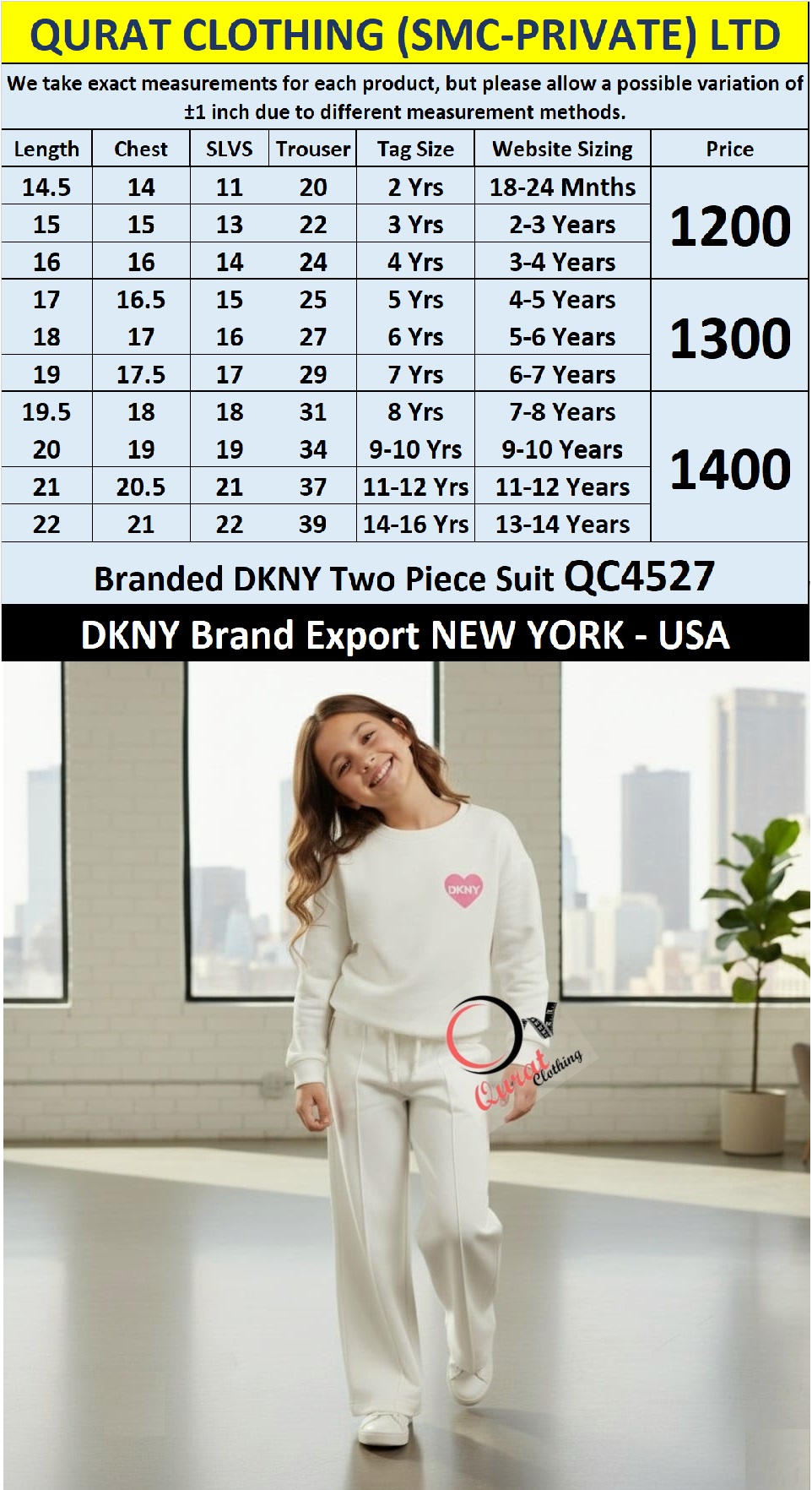 DKNY Brand Girls Tracksuit Export New York - USA QC4527 - QC4527