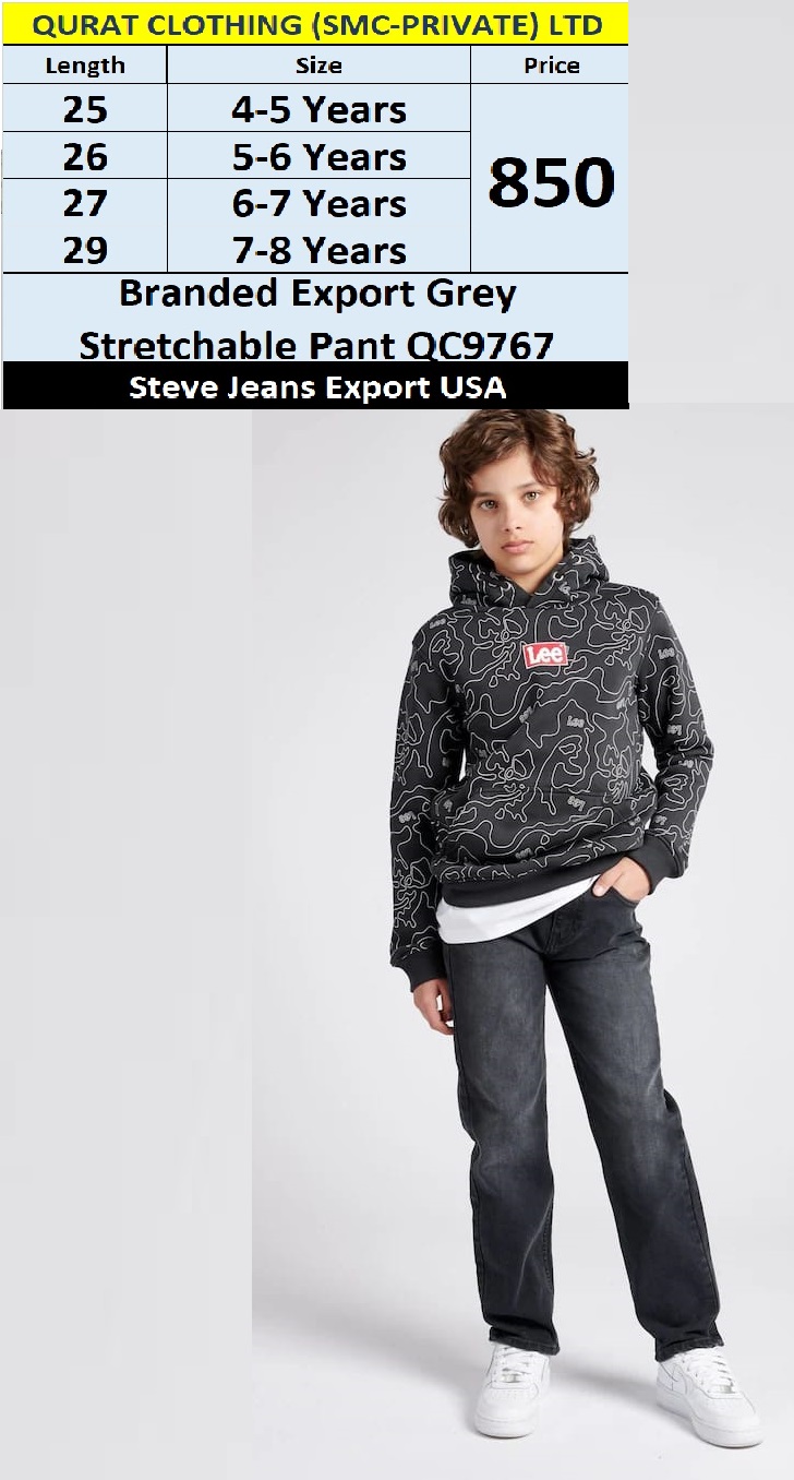 Steve Jeans Brand Grey Stretchable Pant QC9767 Export USA - QC9767