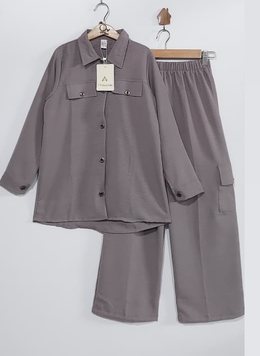 Georgette Two Piece Set Button-Front Shirt & Cargo Trouser for Girls – QC6029 - QC6029