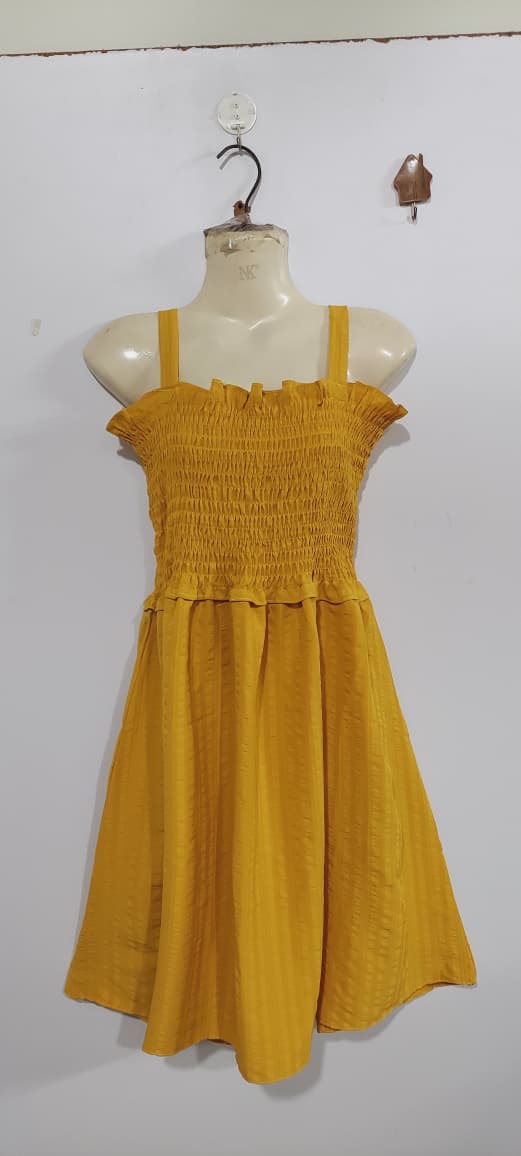 Girls Mustard Yellow Smocked Chiffon Maxi Dress with Cropped Button-Down Jacket – 2 Piece Formal Set QC7067 - QC7067