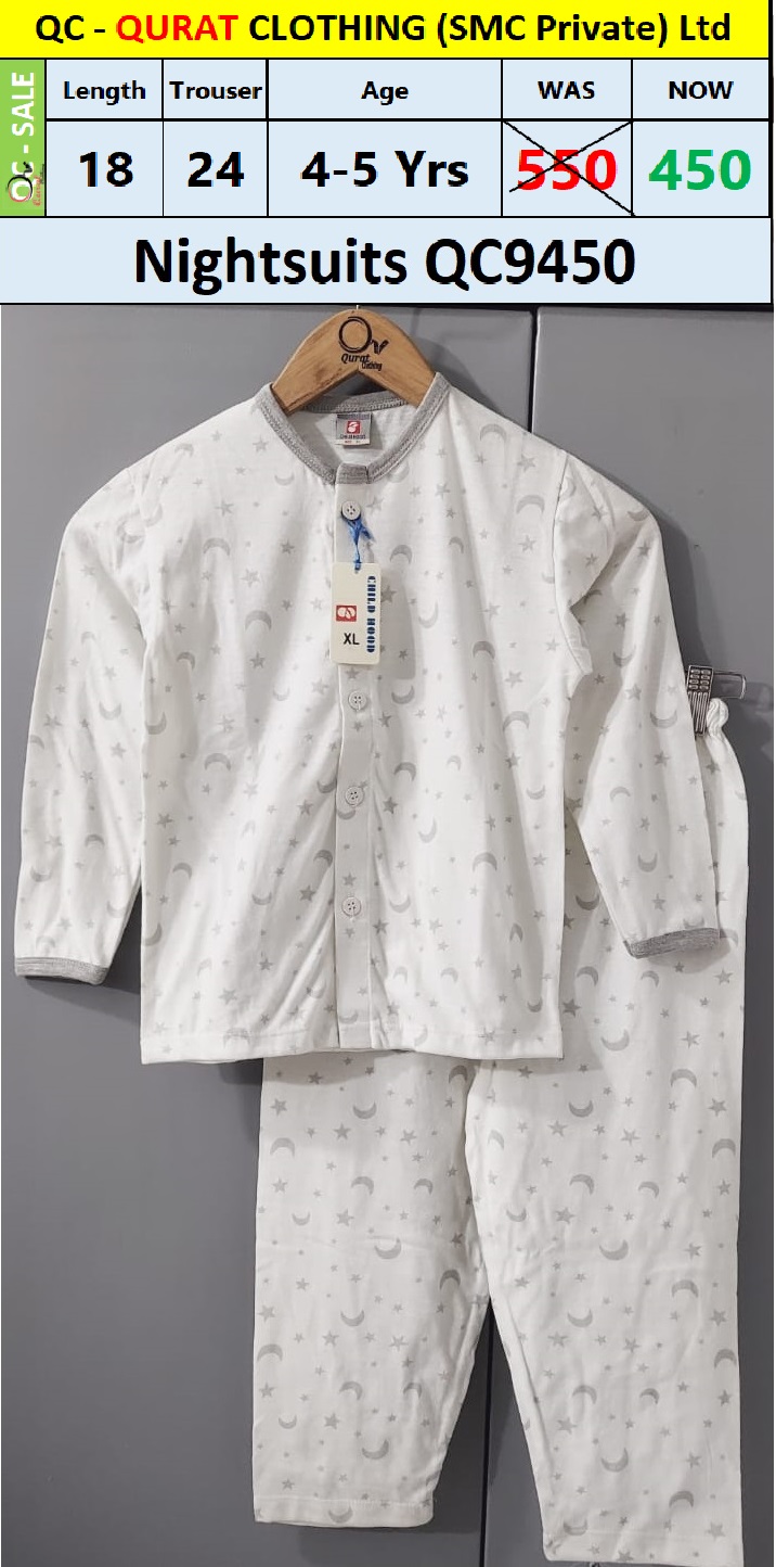 Front Open Moon & Stars Prints Night Suits QC9450 - QC9450