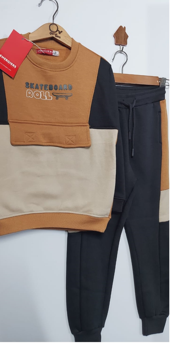 Energiers Brand Brown & Grey “SKATEBOARD & ROLL” Fleece Sweatshirt & Jogger Track Suit QC4954 – Export Greece - QC4954
