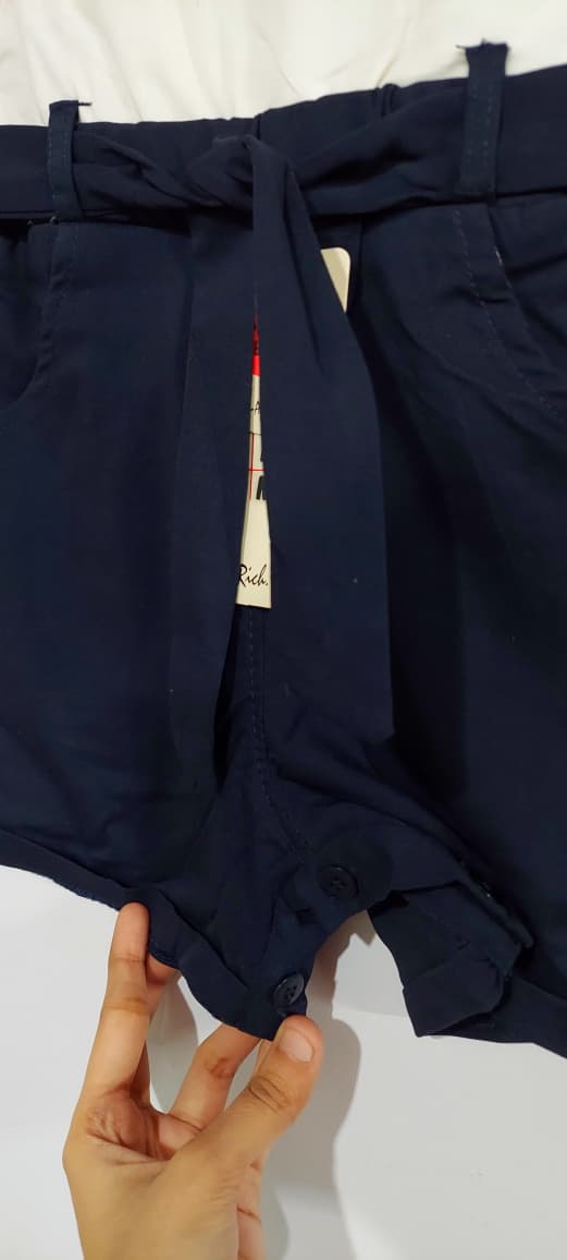 Girls Off-White & Navy Cotton Embroidered Jumpsuit – One Piece Summer Outfit QC7073 - QC7073