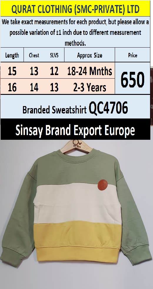 Sinsay Brand Sweatshirt QC4706 Export Europe - QC4706