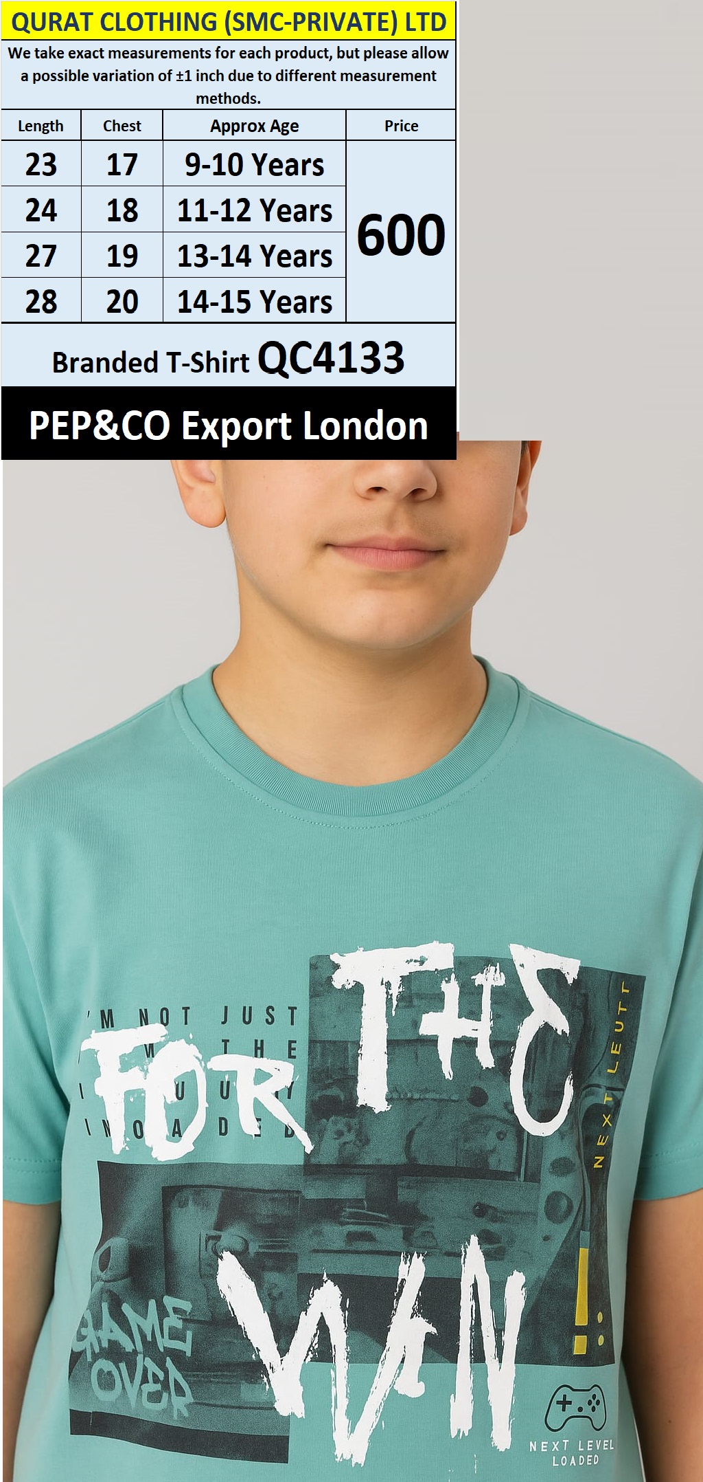 PEP&CO Brand T-shirt QC4133, Export London  - QC4133