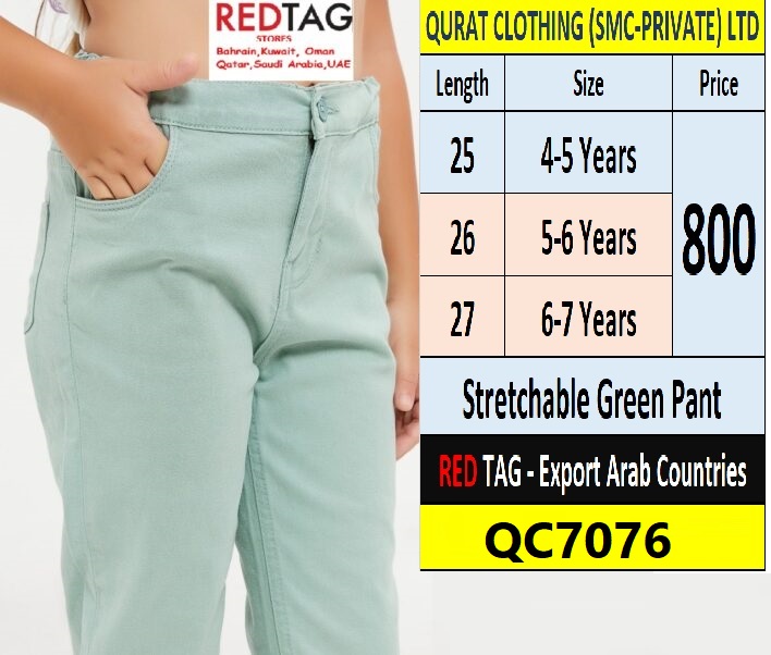 Stretchable Green Pant QC7076 Brand RED TAG Export Arab Countries - -