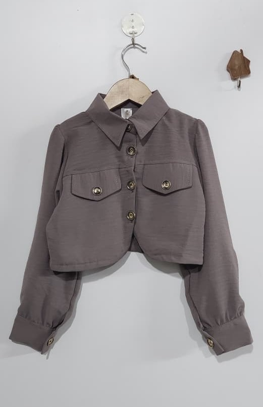 Kids Taupe Grey Georgette Maxi Dress with Matching Jacket – Girls Elegant Party Wear Outfit QC10080 - QC10080