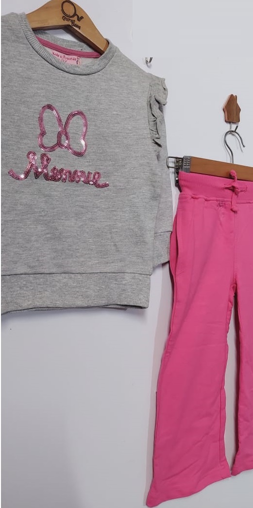 Grey & Pink “Minnie Bow” Fleece Two-Piece Set QC5067 – Export Pakistan - QC5067