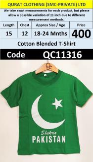 Shukriya Pakistan Crescent Printed Green Cotton Blended Kids T-Shirt – QC11316