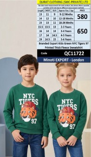  Branded Export Kids Green NYC Tigers 97 Printed Thick Fleece Sweatshirt Minoti EXPORT - London 11722