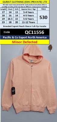 Pacific & Co Export North America Minor Defected Peach Fleece Full-Zip Hoodie QC11556