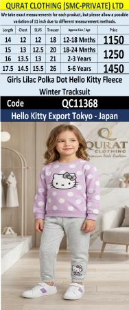 Girls Lilac Polka Dot Hello Kitty Fleece Winter Tracksuit – Hello Kitty Export Tokyo Japan QC11368