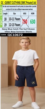 Navy Blue Catch The Surf Ocean Vibes Boys Summer Shorts QC10672