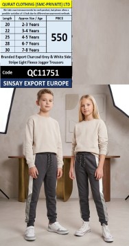 Charcoal Grey & White Side Stripe Light Fleece Jogger Trousers QC11751 - Sinsay Export Europe - QC11751 Charcoal Grey & White Side Stripe Light Fleece Jogger Trousers 11751 - Sinsay Export Europe