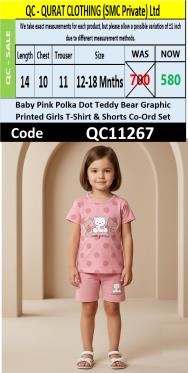 Baby Pink Orsetti Gommosi Teddy Bear Polka Dot Girls T-Shirt & Shorts Set QC11267