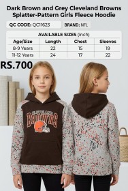 NFL Dark Brown and Grey Cleveland Browns Splatter-Pattern Girls Fleece Hoodie – QC11623
