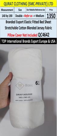 Top Intl Brand Elastic Fitted Stretchable Cotton Blended Jersey Fabric Bed Sheet QC4642 Export Europe & USA