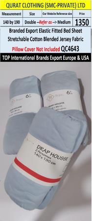 Top Intl Brand Elastic Fitted Stretchable Cotton Blended Jersey Fabric Bed Sheet QC4643 Export Europe & USA